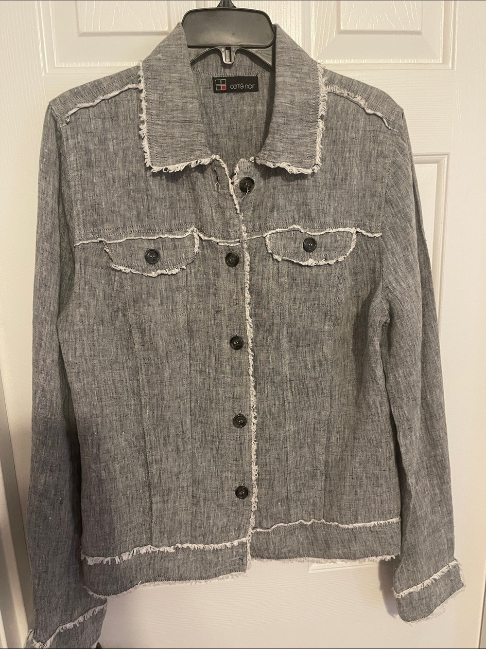Cartonor Gray Frayed-Edge Denim Jacket